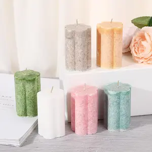 Lilin beraroma kolom bunga es buatan tangan kreatif 5cm * 10cm lilin wangi Dekorasi Rumah Tangga lilin beraroma Gereja pernikahan