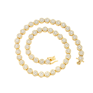 Kalung Rantai Cuban Link Bulat Bertabur Kristal Mewah untuk Wanita, Perhiasan Choker Iced Out - Product Image 1