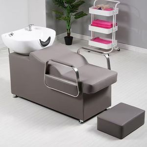Chaise de Barbier en Bois Noir de Luxe et de Haute Qualité, Équipement de Salon de Beauté avec Unité de Lavage en Céramique et Fonction Massage – Approvisionnement Direct Usine - Product Image 3