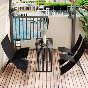 <span class=keywords><strong>Mesa</strong></span> de silla <span class=keywords><strong>plegable</strong></span> de hierro creativa, material de madera duradero para balcón, patio, <span class=keywords><strong>terraza</strong></span>, uso exterior personalizado para tienda de té de la leche - Product Image 3