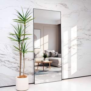 GKMZCGT Full Length <b>Mirror</b> 71x30 Inch <b>Rectangular</b> Aluminum Alloy Frame <b>Wall</b> Mountable Tempered Glass Minimalist Design - Product Image 1