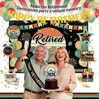 Décorations et fournitures pour fête de retraite avec toile de fond, décoration de gâteau, écharpe décorative, ballons, centres de table, pompons en papier, spirales suspendues