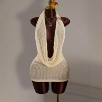Nouvelle robe d'été sexy dos nu en tricot, robe courte décontractée pour les vacances à la plage, robe courte tendance pour femmes