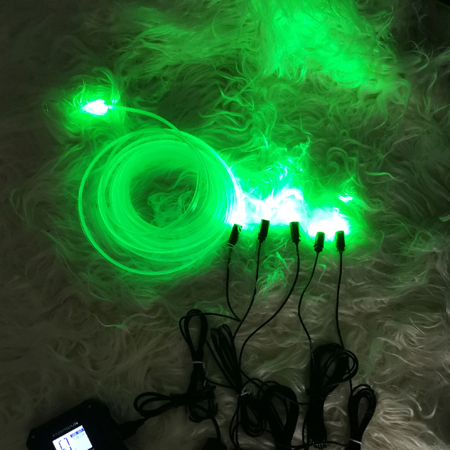 RGB LED Atmosphere Car Light Interior Ambient Light Fiber Optic Strips Light by App Control DIY Music Fiber Optic Band