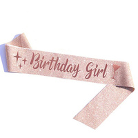Écharpe de fête rose pour reine d'anniversaire, accessoires pour fête d'anniversaire, écharpe en satin argenté à paillettes pour fille d'anniversaire, décoration de princesse pour femme