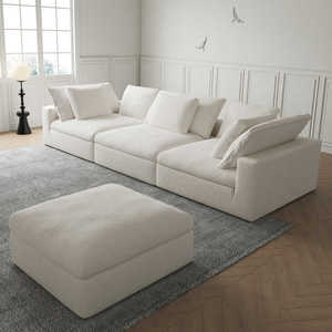 Sofá Modular de Diseño Moderno para Sala de Estar, Sofá <span class=keywords><strong>Cama</strong></span> Seccional con Forma de Nube Blanca, Muebles para el Hogar - Product Image 5