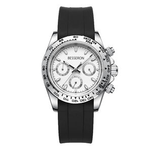 Montre Chronographe Sportive de Luxe pour Homme à Quartz, Logo Personnalisé, Étanchéité 5 ATM, Boîtier Multifonctionnel en Caoutchouc, Cuir et Alliage, Design Tendance - Product Image 3