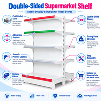 Étagères de supermarché double face, rayonnages de présentation pour la vente au détail, étagères d'îlot pour épicerie, système d'étagères métalliques réglables pour magasin