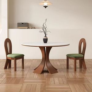 Ensemble de table à manger en bois massif moderne, design artisanal écologique et durable, base stable, 6 places, pour appartement, hôtel, villa, cour - Product Image 4