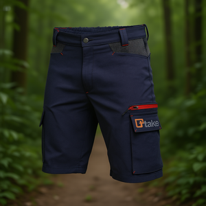Shorts de travail Bermuda bleu foncé avec poches cargo et design utilitaire - Product Image 3