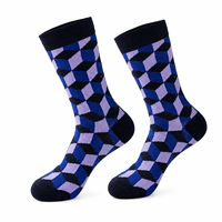 Chaussettes en tricot écologiques 168N colorées style streetwear, motif géométrique, unisexe, amusantes et tendance, prêtes à l'emploi, vente en gros