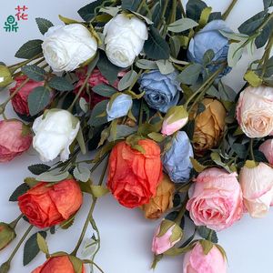 Rosas Artificiales de Seda, Flor Realista de Estilo Vintage, Decoración para el Hogar, Boda, Día de San Valentín, Arreglo de Mesa para Cafetería - Product Image 1