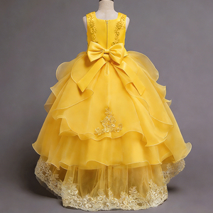 Abito da Sposa in Stile Occidentale alla Moda per Ragazze, Vestito da Festa per Bambine con Gonna Soffice, Abito Giallo con Fiori per Ragazze di 10 Anni - Product Image 2