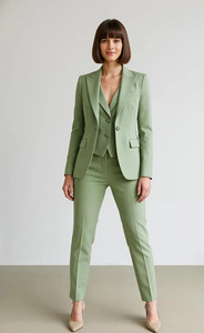 Traje de Pantalón de Tres Piezas para Mujer con Blazer, Chaleco y Pantalones, Atuendo Formal para Invitadas de Boda, Conjunto de Ropa Profesional para Negocios - Product Image 5