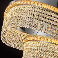 Lustre moderne pour chambre et salon, base ronde en acier inoxydable, doré, luxueux, arc double, ovale, en cristal