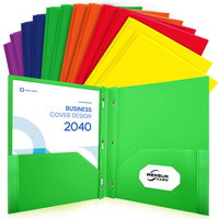 Vente en gros de fournitures scolaires de bureau en plastique de taille lettre dossiers de présentation d'affaires double poche 3 trous poinçon têtard dossiers