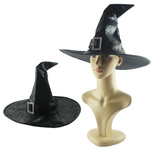 SOLPOP Halloween jeu femmes plissé sorcière <span class=keywords><strong>chapeau</strong></span> velours Faux cuir cape mascarade assistant habiller Cos Costume fête accessoire - Product Image 4