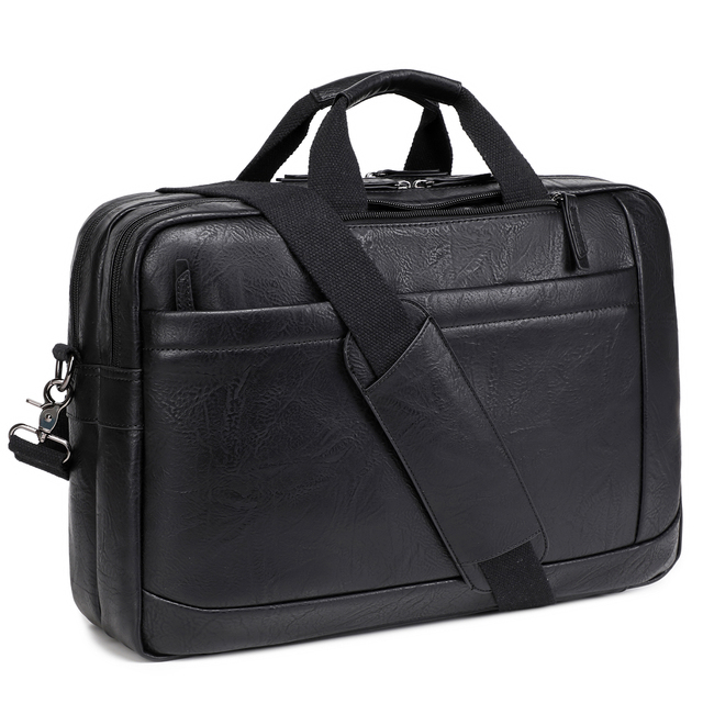 Wholesale 15 Inch Laptop Briefcase PU Leather Business Backpack Suitcase Sling Messenger Bag with Zipper Closure for Men