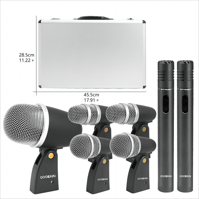 New Wholesale Music Instrument 7 Pcs Recording Professional Drum Mic Microphone for Drums