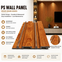Panneau mural cannelé PS, revêtement mural décoratif, panneau intérieur moderne à grain de bois