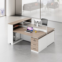 BGZ-248X Ensemble bureau et chaise pour personnel, poste de travail de bureau moderne et simple pour six personnes, en forme de T, en bois, pour ordinateur