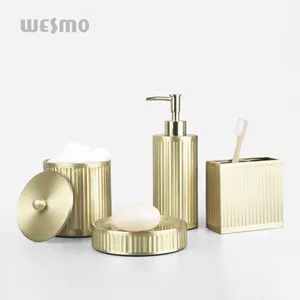 Iron plating 4 piece household bathroom toothbrush holder accessories set