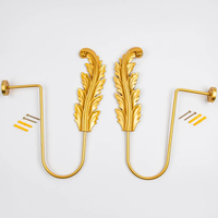 Vente en gros de crochets pour rideaux en résine style plumes dorées de luxe Embrasses pour rideaux Crochet mural pour rideaux