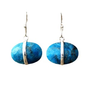 Boucles d'oreilles pendantes en labradorite, monture en argent tibétain, forme goutte d'eau, bijoux fantaisie, cadeau - Product Image 5