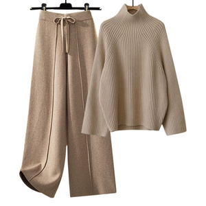 2025 nuovo maglione in maglia autunno/inverno e pantaloni larghi in maglia Set da donna - Product Image 1