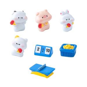 Tự làm 3D Mini nghệ thuật trang trí Nhựa phim hoạt hình vườn bóng bàn động vật Mèo Thỏ bò lợn Bảng điểm figurine đồ chơi thể thao cho bé - Product Image 1