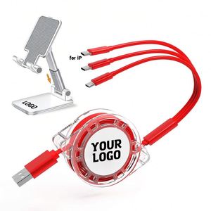 Promo Gift Factory Wholesale Custom Logo 3-in-1 Retractable Portable <b>Charger</b> 3A Fast Charging USB Data Cable IOS & Android PVC - Product Image 1