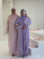 Ensemble Abaya Formelle Mexizo Brodé Floral et Perlé 2 Pièces avec Robe Intérieure pour Femmes Musulmanes – Robe de Soirée Islamique Modeste de Dubaï