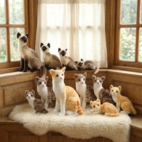 Peluche Courte Personnalisée Chat Siamese/Dragon-Li/Chat Orange Réaliste avec Rembourrage en Coton PP en Stock Vente en Gros