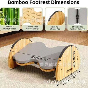 Wooden Footrest Bamboo Material Grey Cushion Office Use Freestanding Design Minimalist Style Ly 513 - Product Image 3