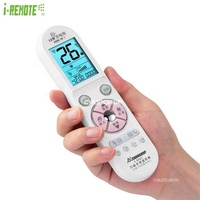 Control Remoto Universal de Plástico para Aire Acondicionado I-REMOTE con 12 Teclas, Código Fijo, Infrarrojos, Alcance de 8M, Linterna LED y Retroiluminación