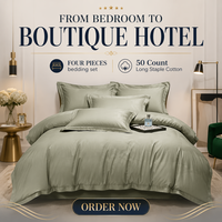 Ensemble de housse de couette de luxe pour hôtel, 4 pièces, vert forêt, satin jacquard, 50 fils, double épaisseur, coton à fibres longues, certifié OEKO-TEX