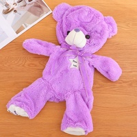 Ours en peluche violet court en peluche courte avec rembourrage en coton PP, ours à câliner semi-fini