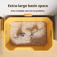 Bac à litière pour chat extra-large, anti-éclaboussures, facile à nettoyer, avec design ouvert, grande capacité, sans poussière et anti-odeurs
