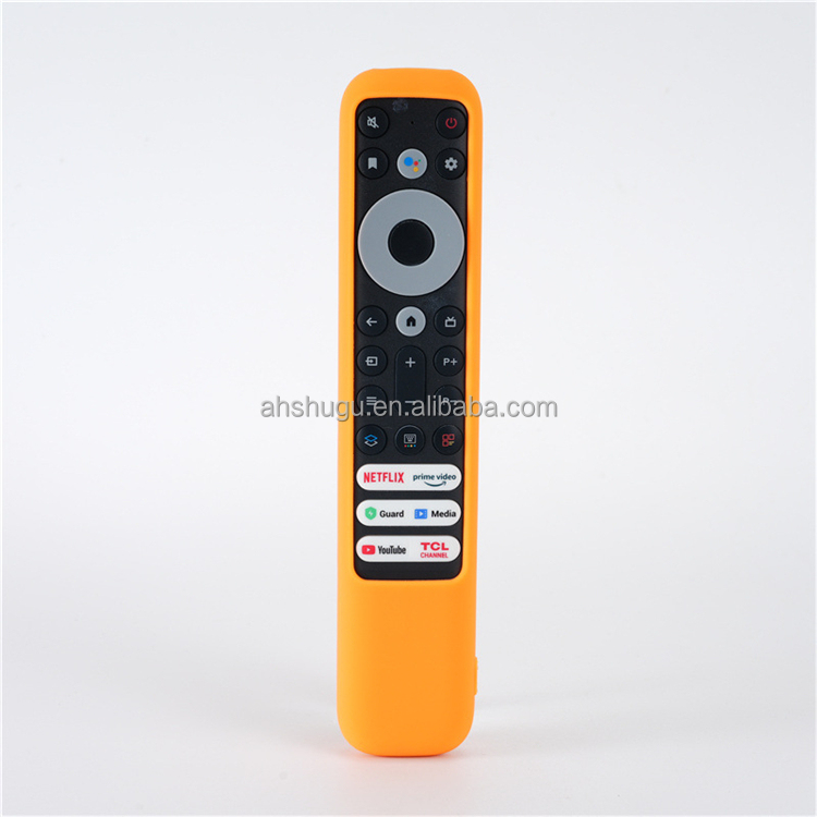 Custodia protettiva in silicone per telecomando TCL RC813 FMB1/RC923 FMB3/RC902V FMR1 FMR4 FMR5 TV Stick telecomando antiscivolo morbida pelle custodia antiurto con cordino (nero