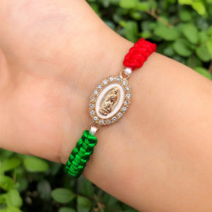 Bracelet religieux en fil tissé à la main avec motif de la Vierge Marie, bijoux mexicains, Virgencita San Judas, bracelet catholique - Product Image 4