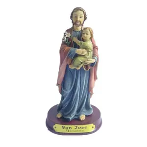 5 POUCES San Jose Résine cristal statue Religieuse