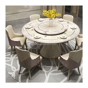 New Modern Luxury Home Furniture Dinning Room Set 6 Seater Microfiber Leather Round White Marble Dining Table For Restaurant