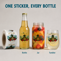Étiquette autocollante transparente en papier thermique avec logo clair, rouleau adhésif personnalisé, étanche pour bouteille cosmétique, pot de soin, maïs et fruits