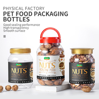 Bouteille de stockage alimentaire en plastique transparent de qualité alimentaire PET avec couvercle pivotant de marque pour le stockage de collations et de biscuits, conteneur de stockage personnalisé en relief