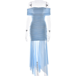 Nuovo Abito Estivo Sexy <span class=keywords><strong>da</strong></span> <span class=keywords><strong>Donna</strong></span>, Top a Tubo Tinta Unita con Pieghe e Nastro in Vita, <span class=keywords><strong>Vestito</strong></span> Aderente - Product Image 6