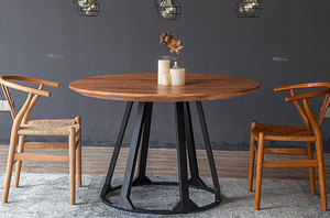 Mobili per la casa in stile rustico <span class=keywords><strong>tavolino</strong></span> rotondo in legno massiccio/francese di quercia bianca di caffè tavolo con base in metallo - Product Image 6