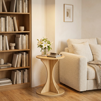 Table d'appoint ronde moderne, table d'appoint en bois de 21,6 pouces de hauteur avec cadre croisé robuste, table de canapé compacte pour la maison ou le bureau