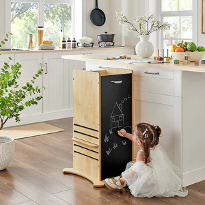 Taburete <span class=keywords><strong>de</strong></span> Madera Montessori <span class=keywords><strong>de</strong></span> 5 Alturas Ajustables para Niños Pequeños, Ayudante <span class=keywords><strong>de</strong></span> Cocina con Pizarra - Product Image 3