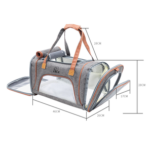 Vente en gros de petit sac de transport <span class=keywords><strong>portable</strong></span> transparent pour animaux de compagnie sac à dos pliable extérieur respirant pour chien avec fermeture éclair chat de voyage à la mode - Product Image 1