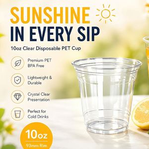 Gobelet en plastique transparent de 10 oz, calibre 93, gobelet à café jetable, pour réunions de famille, fêtes d'anniversaire, visite d'usine disponible - Product Image 2